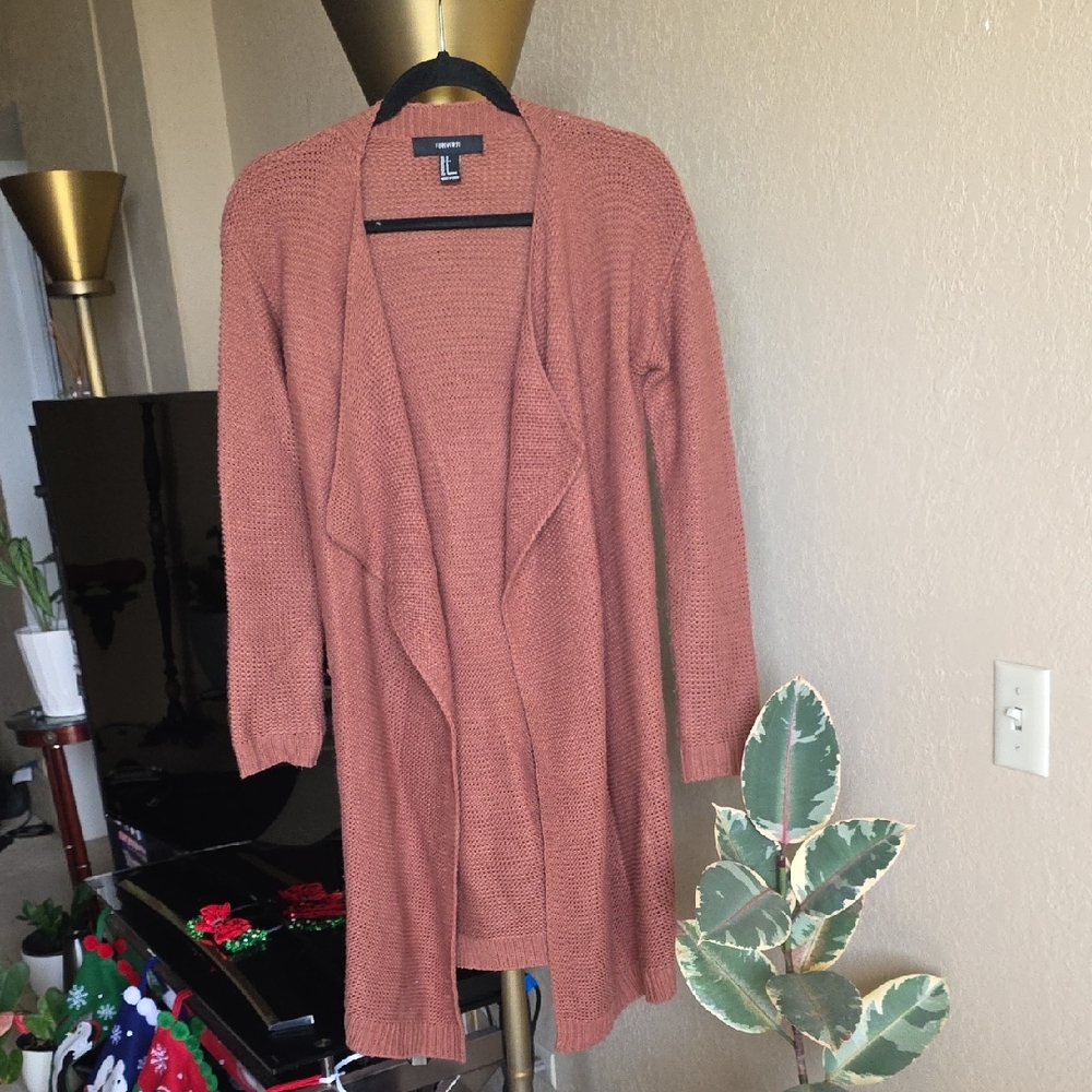 Forever 21 Terracotta Open Front Cardigan
